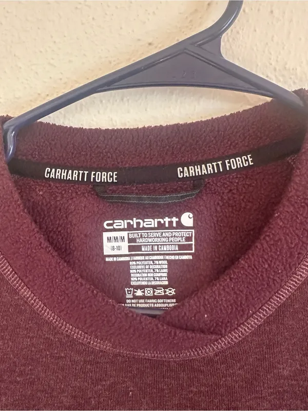 Carhartt Force Fleece Crewneck Maroon Shirt - Image 3