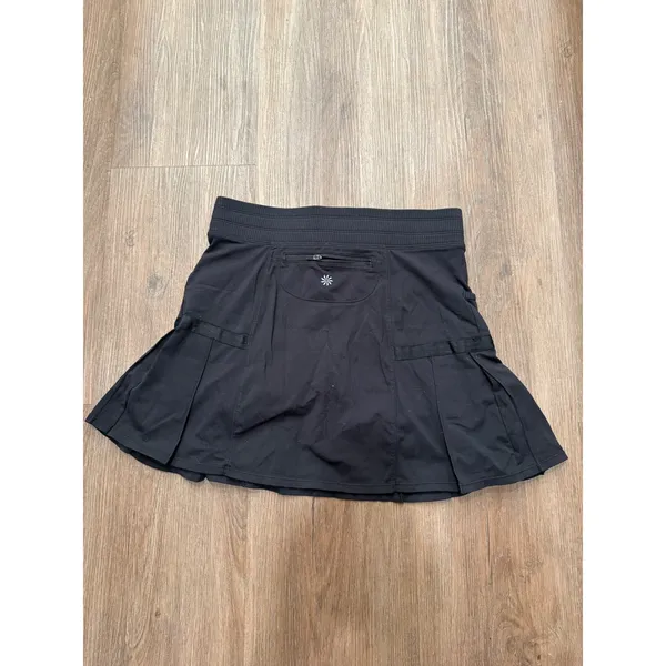 Athleta‎ Womens Black Pleated Athletic Skort Ribbed Waistband Small Pocketed - Image 3