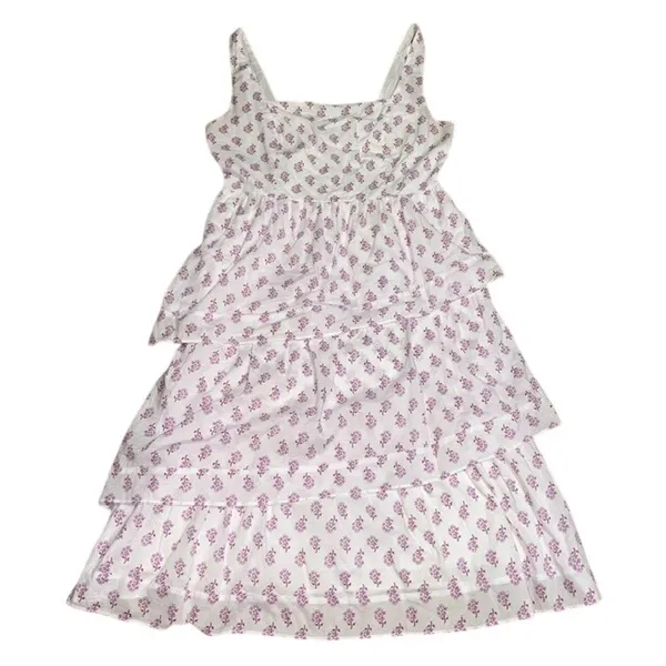 J. Crew Floral Tiered Midi Dress Sleeveless White Violet Storm 12 - Image 4