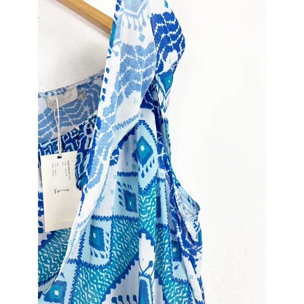 NWT RAMY Brook Milo Blue Printed Off The Shoulder Cropped Top Large Ruffle - Image 10