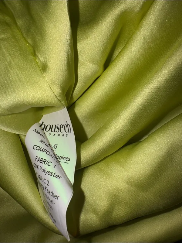 NWOT House of CB ‘Alessia’ Lime Feathered Midi Dress sz XS - Image 6