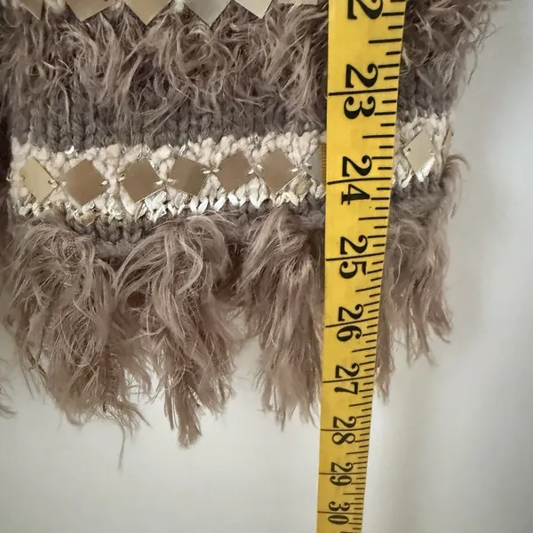 Chico's Cardigan Womens M Greta Sweater Neutral Patterned Sequin Metal Boho - Image 8