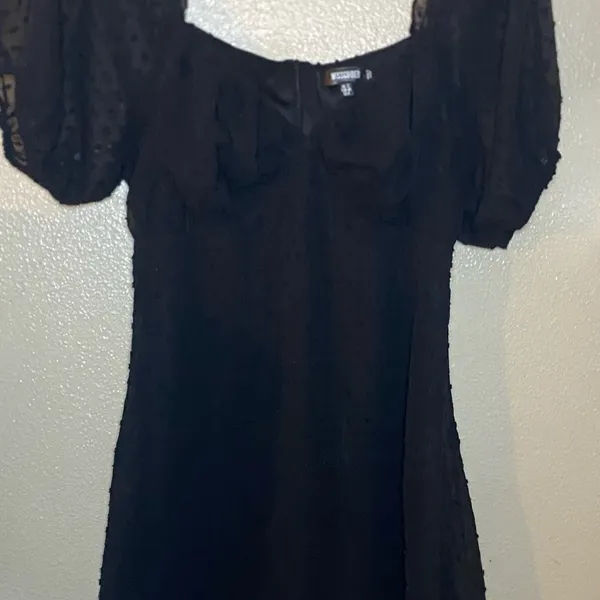 Missguided Black Sheer Puff Sleeve grunge‎ whimsical little black dress size 8 - Image 2