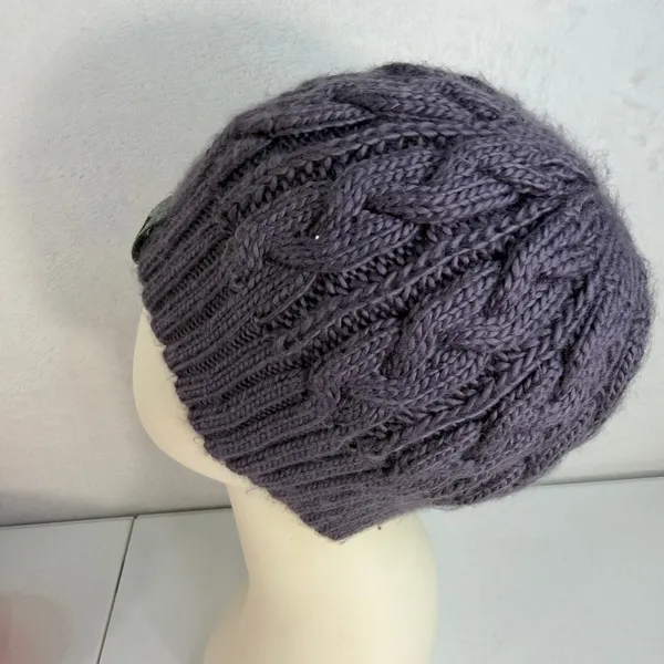 Adidas OSFM Beanie Hat Cable Knit Logo Patch Acrylic Purple‎ Gorpcore Outdoor - Image 6