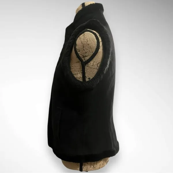 CHAPS Women's Black‎ Faux Suede Faux Fur Vest Small | EUC - Image 4