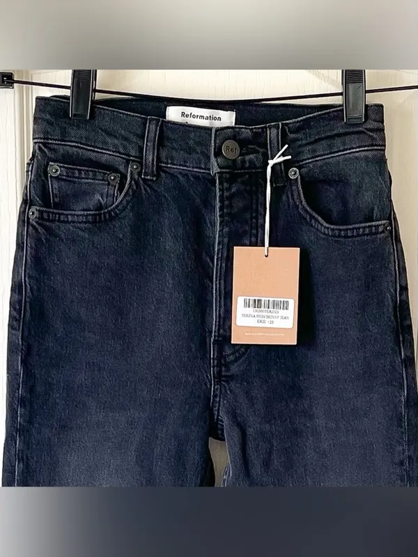 Reformation‎ Serena High Rise Skinny Jeans Erie Faded Black 23 NWT - Image 6