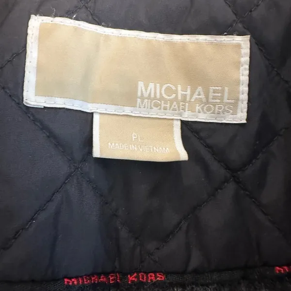 Michael Kors Petite Large Black Quilted Moto Jacket. Double Zip. Cinched Waist - Image 6