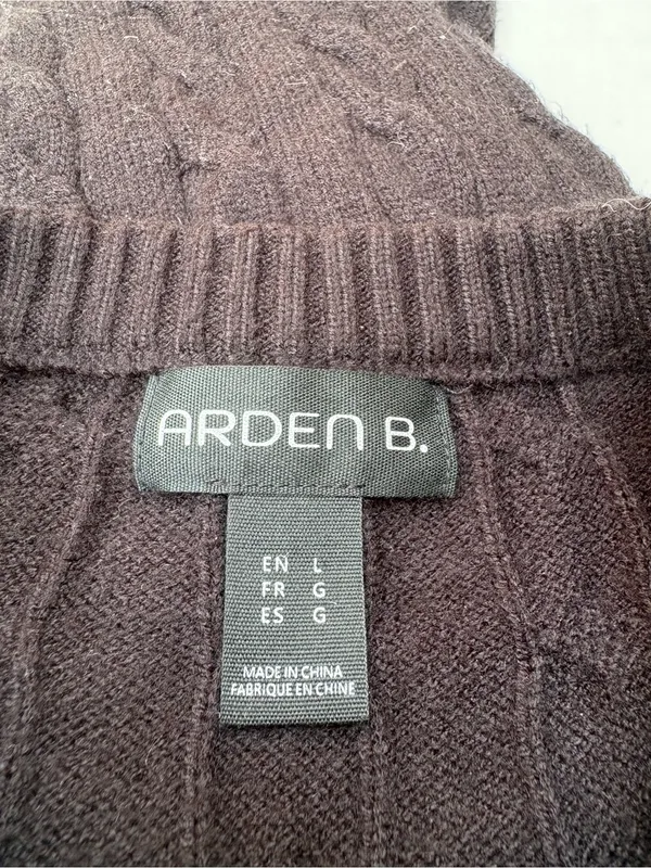 Arden B Black Cable-Knit Crewneck Cropped Coquettegirl Sweater Size L - Image 8