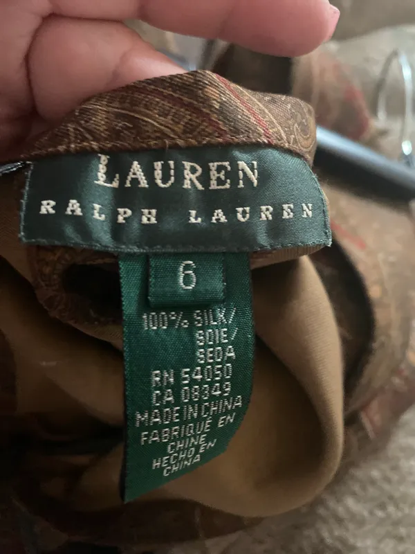 Ralph Lauren A Line Skirt Size 6 Brown Green Side Zipper Lined - Image 4