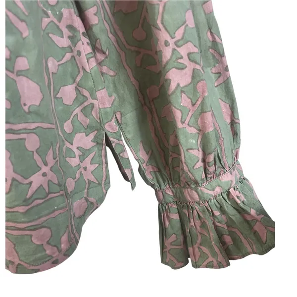 Cleobella Geen Pink Whitley Ruffle Sleeve Button Front Top Size Small - Image 4