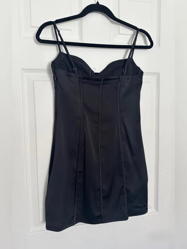 NWT Hollister Social Tourist Satin Corset Mini Dress - Black - XS - Image 9