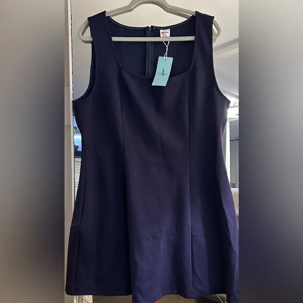 NEW Navy Classic A-Line Sleeveless Boat Neck Mini Dress Mini Dress 2X - Image 4
