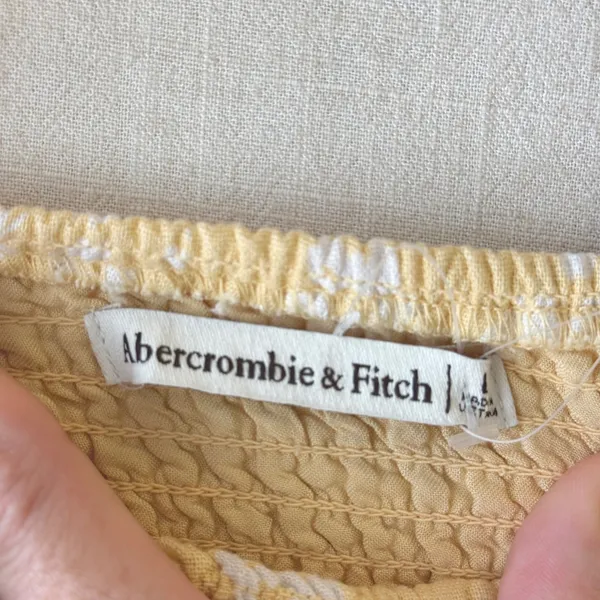 Abercrombie & Fitch Smocked Floral Puff Sleeve Top Women Large Yellow - Image 6