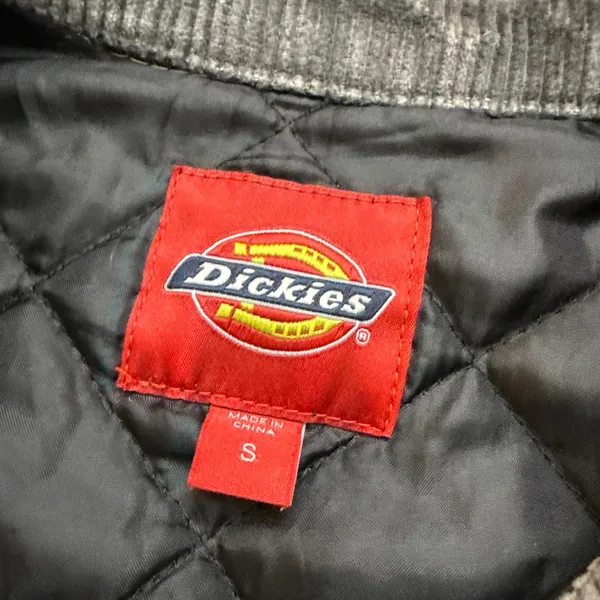 Dickies Quilted Jean Jacket Black Gray Acid Wash Small - Image 5