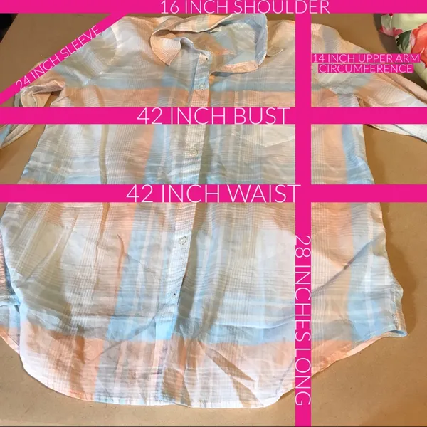 J. Crew "The Perfect Shirt" Peach & Blue Cotton Plaid Button Down (M) - Image 9