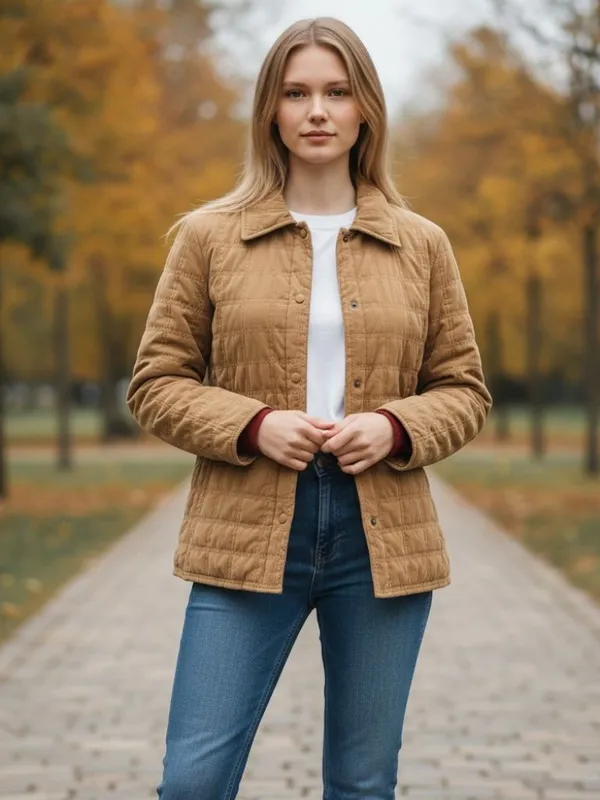 Faconnable women's tan water resistant quilted hooded spring fall jacket size XL - Image 2