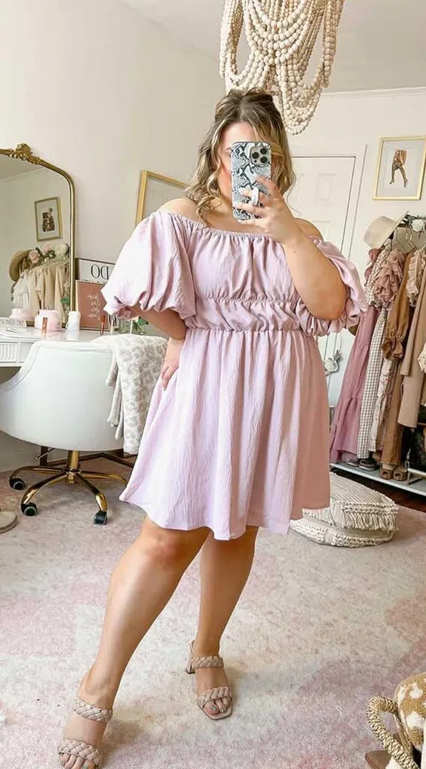 Off Shoulder Dress Purple Size M - Image 3