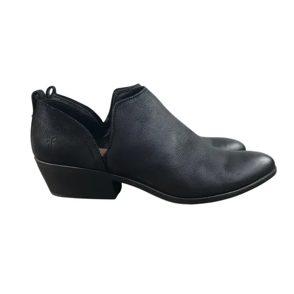 FRYE Rowen Slip-On Cut-Out Leather Ankle Boots Women 8 Black Western Versatile - Image 4