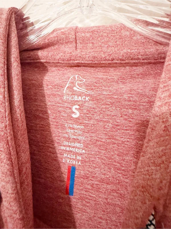 Rhoback Tempo Women’s Heathered Red Rose Pullover Hooded Top Size Small S - Image 4
