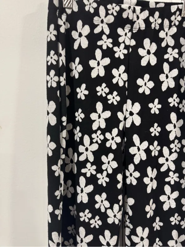 Urban Outfitters Black & White Floral Boot Cut Pants - Image 2