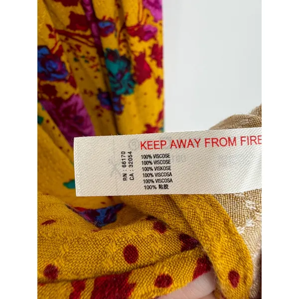 Free People Mini Dress Floral Boho XS Yellow Strappy Sun Dress Festival Summer - Image 10