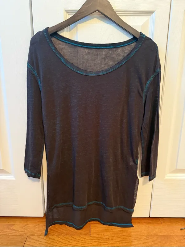 Free People We The Free Black Burnout Layering Tee - Image 2