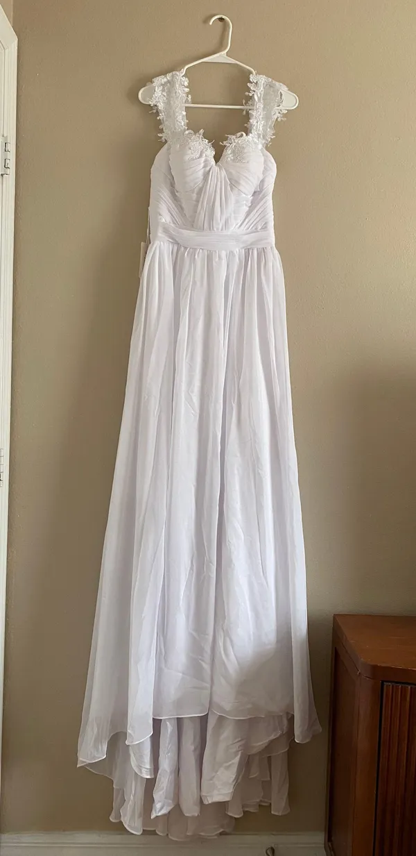 Mingda White Lace Floral Off The Shoulder Wedding Dress - Image 4