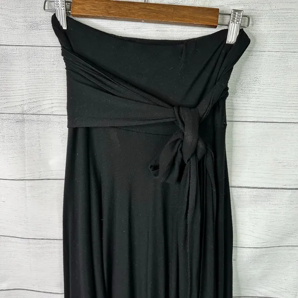 Elan Convertible Maxi Skirt Dress Black Tie-Front Size Large Minimalist Boho - Image 3