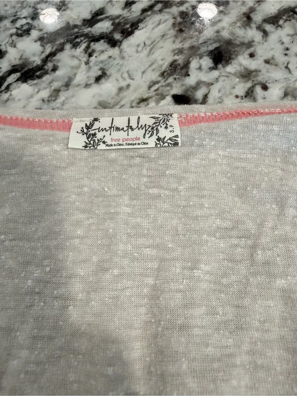 NWT Intimately Free People Henley Top Small Oatmeal Long Sleeve Boho - Image 3