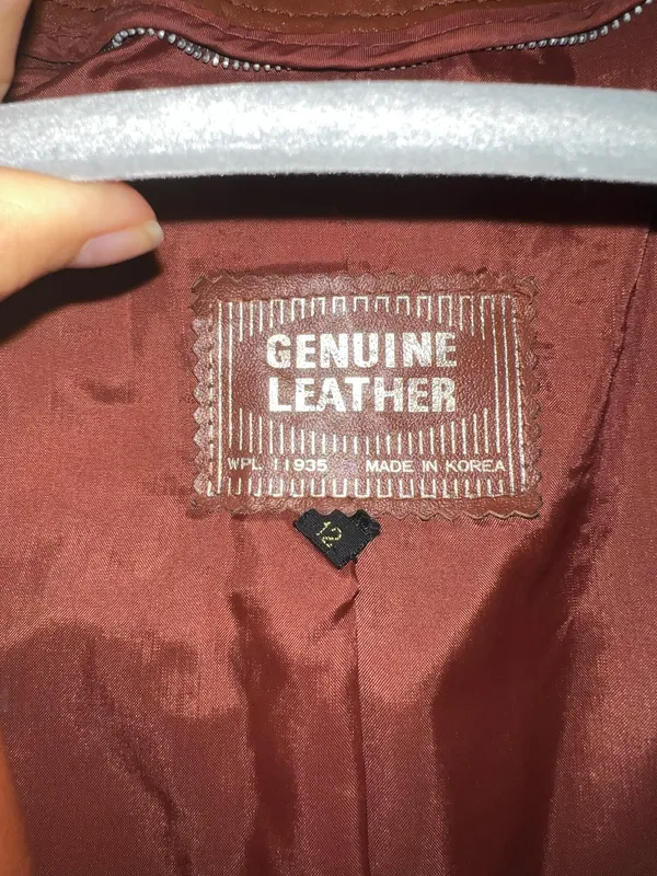 Genuine Brown Leather Trench Coat with belt - Image 3