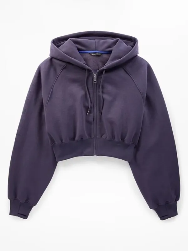 New Athleta L Simone Biles Forever Fleece Crop Full Zip Twilight Purple Large - Image 2