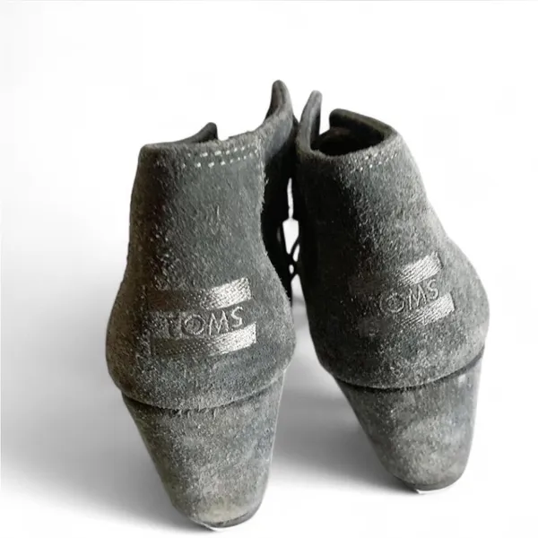 TOMS Gray Suede Desert Wedge Ankle Boots 6 - Image 3
