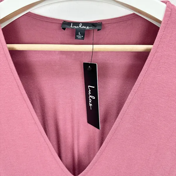 Lulus Easy for Me Rusty Rose Short Sleeve Maxi Dress Stretch Jersey Large NWT - Image 7