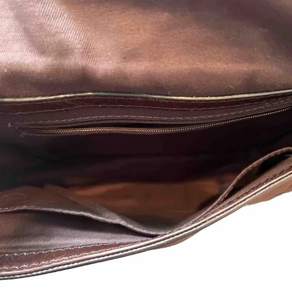 EUC FOSSIL Cognac Two Tone Brown Leather Crossbody Snap Closure Saddle Bag Purse - Image 8