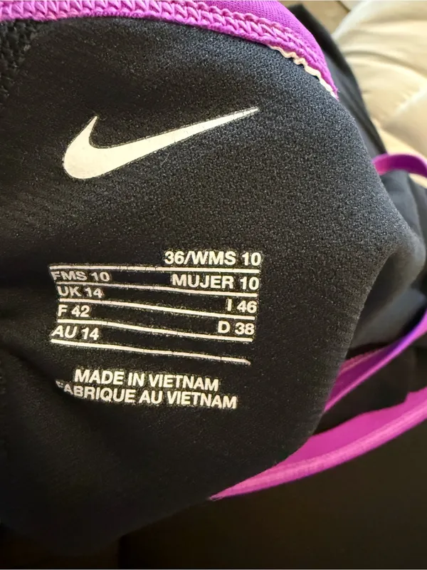 Nike Black One-Piece Swimsuit with Purple Trim - Image 6