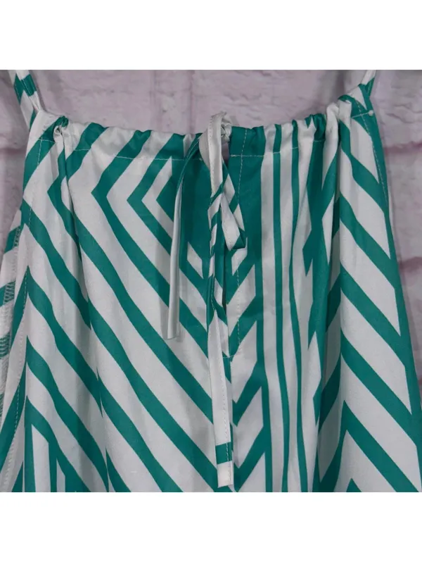 Green and White Geometric Maxi Dress XL - Image 6