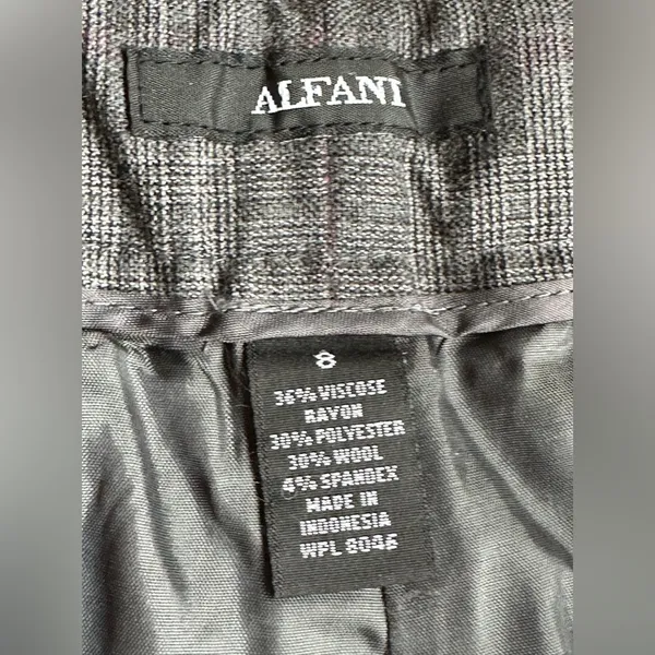 Alfani Gray & Purple Straight Leg Glen Plaid Dress Pants Slacks SZ 8 Great Cond - Image 7