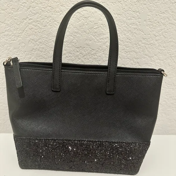 Kate Spade New York Ina Greta Court Black Glitter Handbag Satchel Mini Tote - Image 4