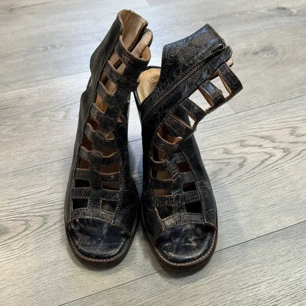 Bed Stu Occam Caged Block Heel Sandals Size 9 Dark Brown 100% Leather‎ - Image 2