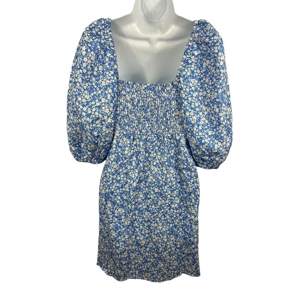 Tuckernuck x Cameron Eubanks Wimberly Blue Floral Linen Blend Smocked Dress NWT - Image 4