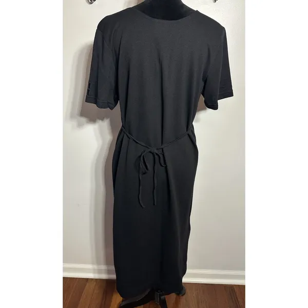Foot Prints Maxi Dress Size Small Black Leaves Embroidered Lagen Harvest Pockets - Image 3