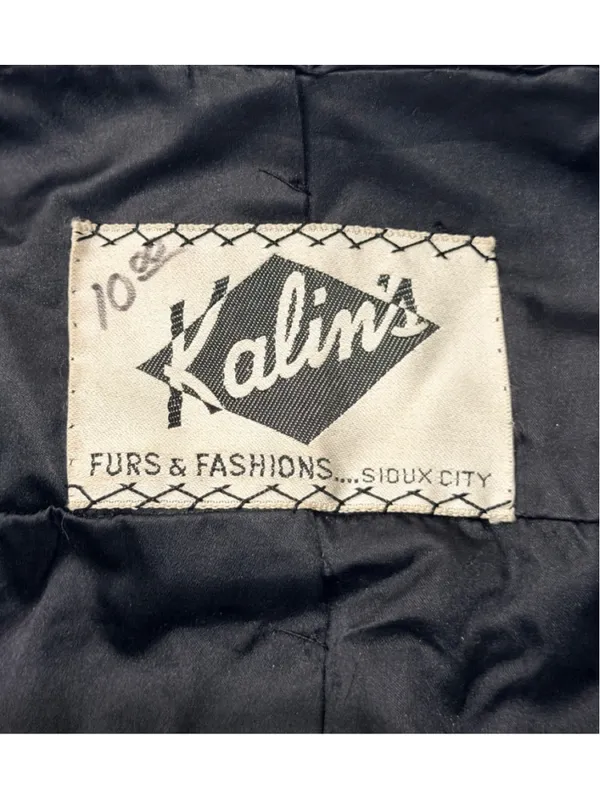 Kalina Furs & Fashions Black Persian Lamb Fur Jacket Mink Collar Vintage Open Fr - Image 5