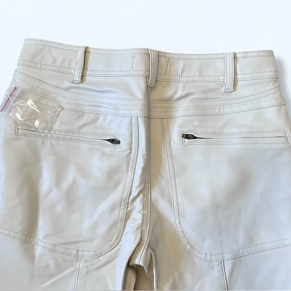 #79 NWOT Free People Rebel Vegan Leather Pants in Sugar Cookie Cream - Image 7