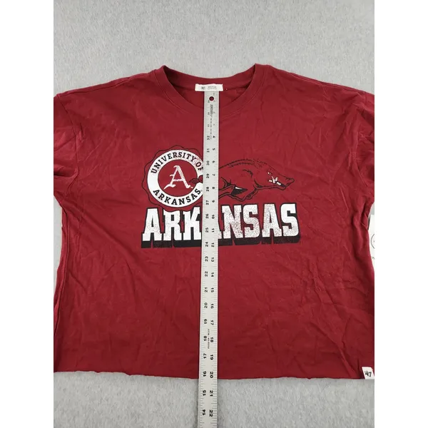 '47 Women's '47 Cardinal Arkansas Razorbacks Football‎ Long Sleeve Crop Sz MEDIUM - Image 12