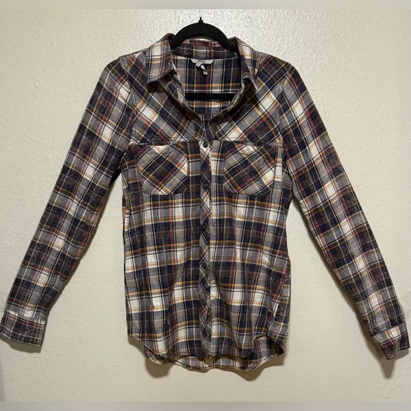 BKE Plaid Flannel Button-Up Shirt | Small | Western Plaid Long Sleeve Flannel - Image 2
