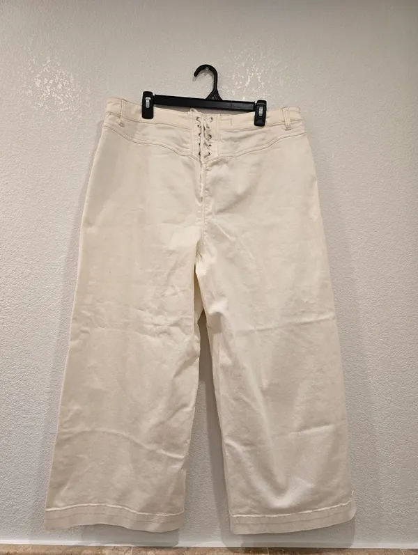 We The Free Wide Leg Crop Pants Cream Size 35 - Image 2