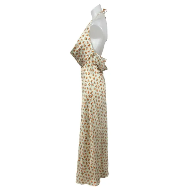 C/Meo Collective Molten Cream Ditsy Floral Cowl Halter Sleeveless Maxi Dress M - Image 3