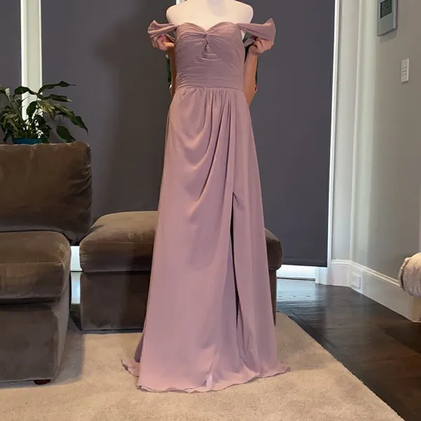 Women’s Full Length Chiffon Bridesmaid Party Prom Dress Leg Slit Size 10 - Image 2