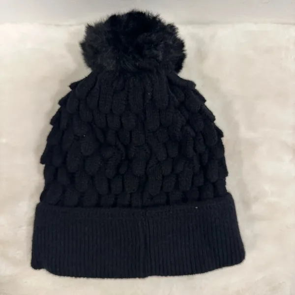 National Football League Detroit lions Black Knit Beanie with Blue Sequin Lion logo! - Image 2