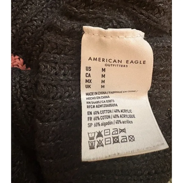 American Eagle Outfitters Charcoal Gray Striped Pullover Sweater Crew Neck M - Image 6
